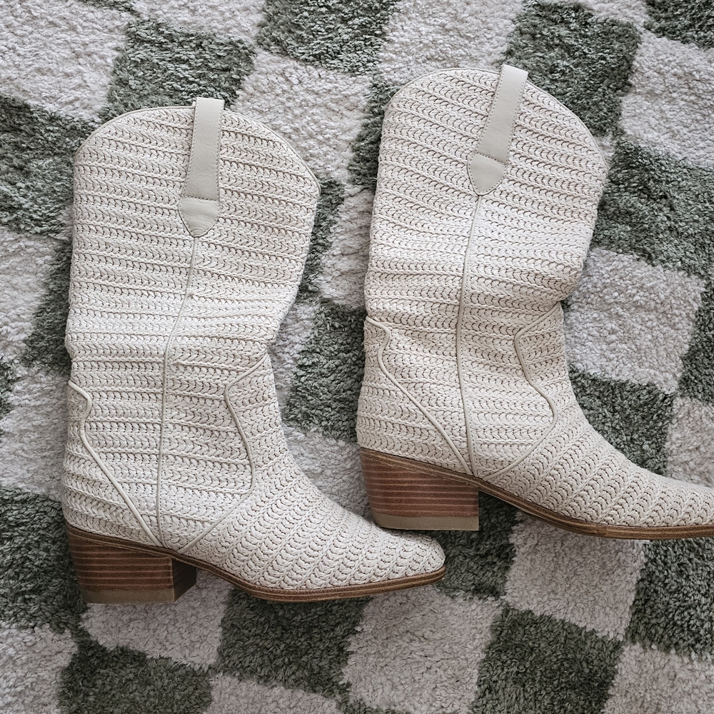 Elegant Raffia Western Boots